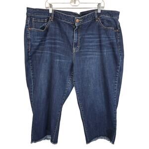 Lane Bryant Whiskering Frayed Hem Girlfriend Crop Women's Jeans 26